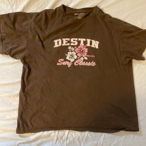 Destin beach FL pink and brown surf tee
